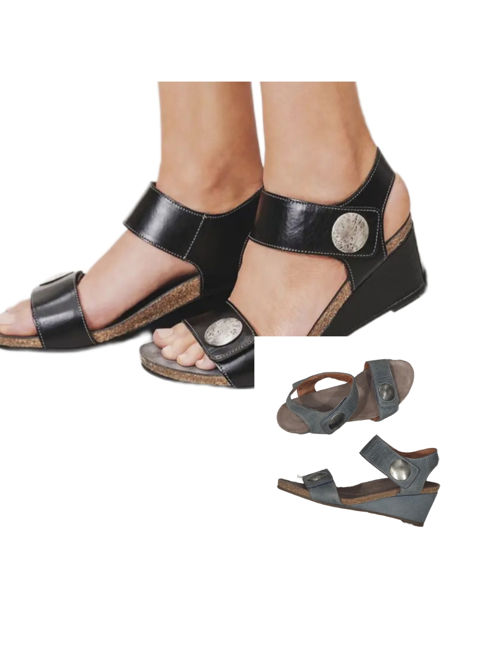 TAOS "Carousel 2" Handcrafted Distressed Leather Wedge Heel Sandals